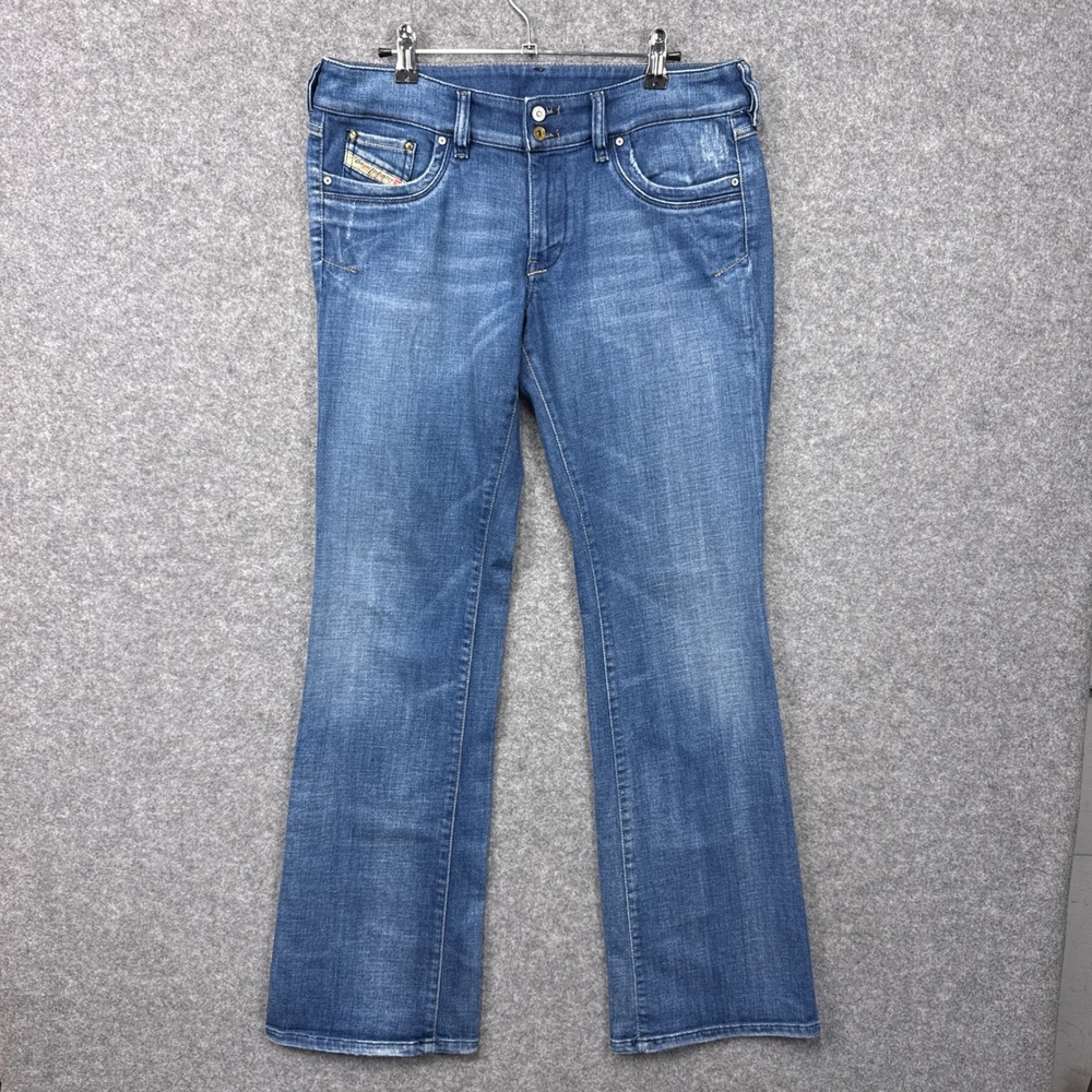 Diesel Ronhar Jeans W31 L32 Blue Medium Wash Stretch Low Rise Bootcut Italy